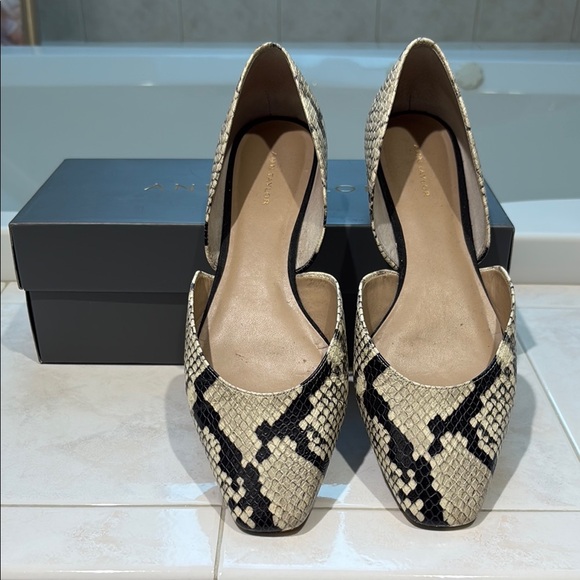 Ann Taylor My Kelti Cream and Black Snake Skin Shoes in size 9. EUC - Picture 1 of 10